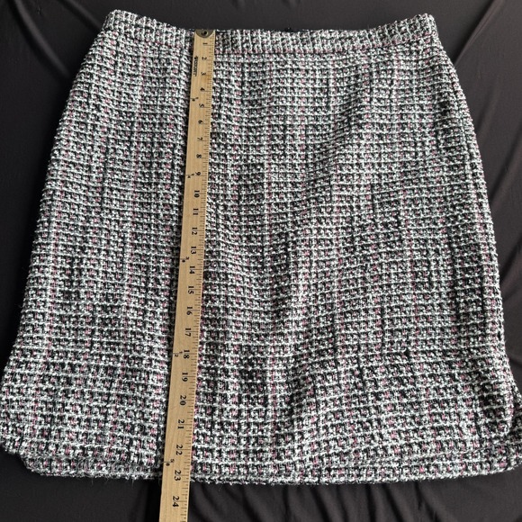 Ann Taylor Factory Skirt Women16 Black Pink Tweed Check Pencil Lined Career Work - Picture 10 of 10
